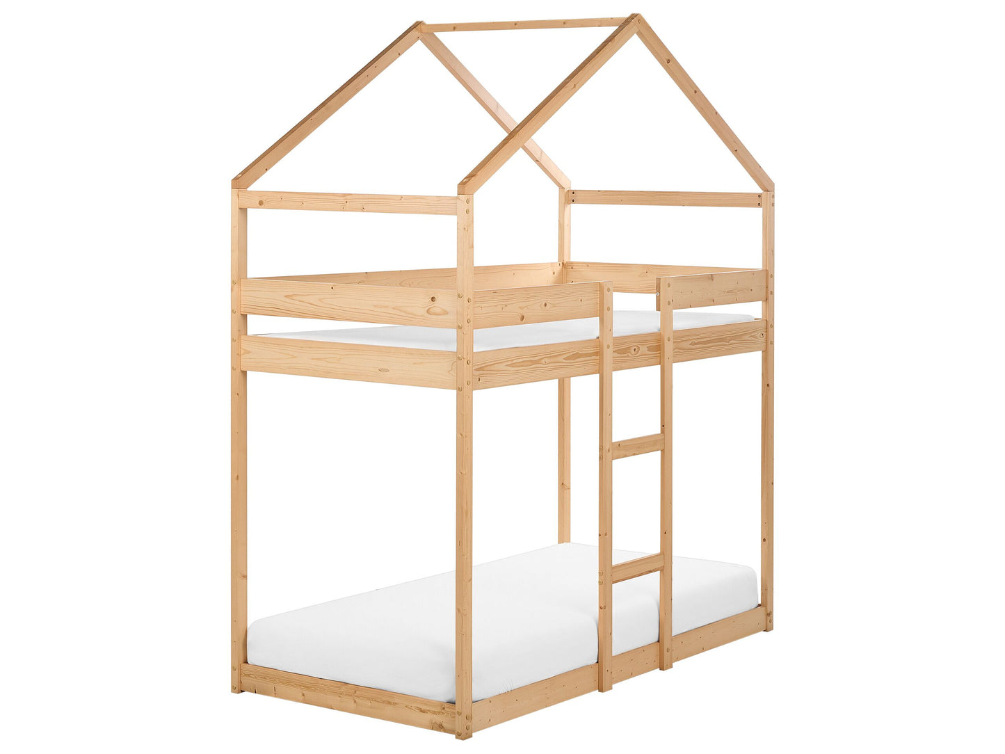 Hochbett Haus Kiefernholz LABATUT 90 x 200 cm Hellbraun