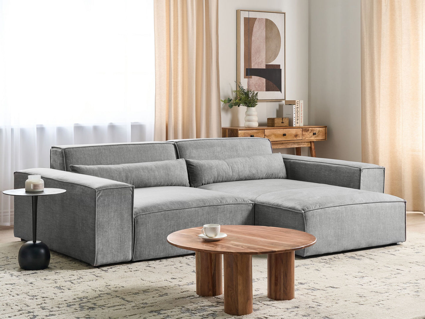 2-Sitzer Ecksofa grau linksseitig HELLNAR