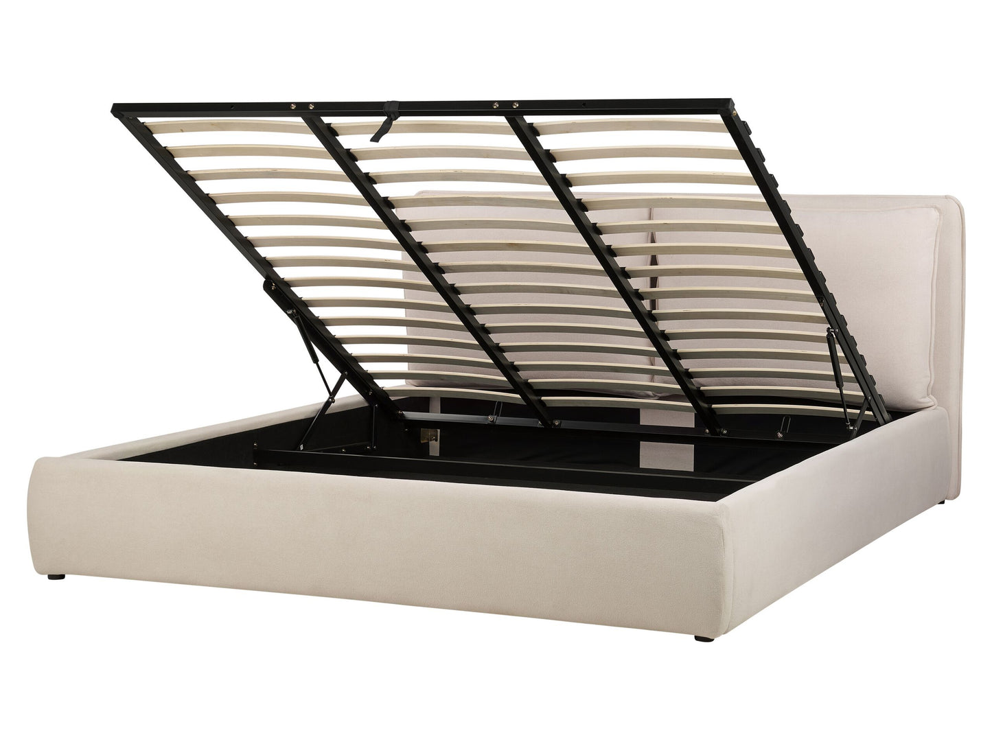 Bett mit Stauraum Stoff BAJONNA 180 x 200 cm Hellbeige