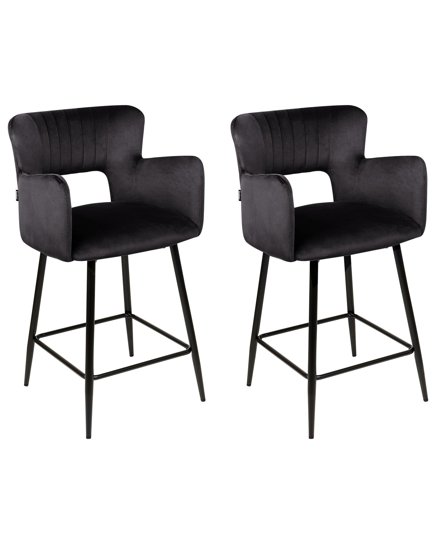Barhocker 2er Set Samtstoff Schwarz SANILAC