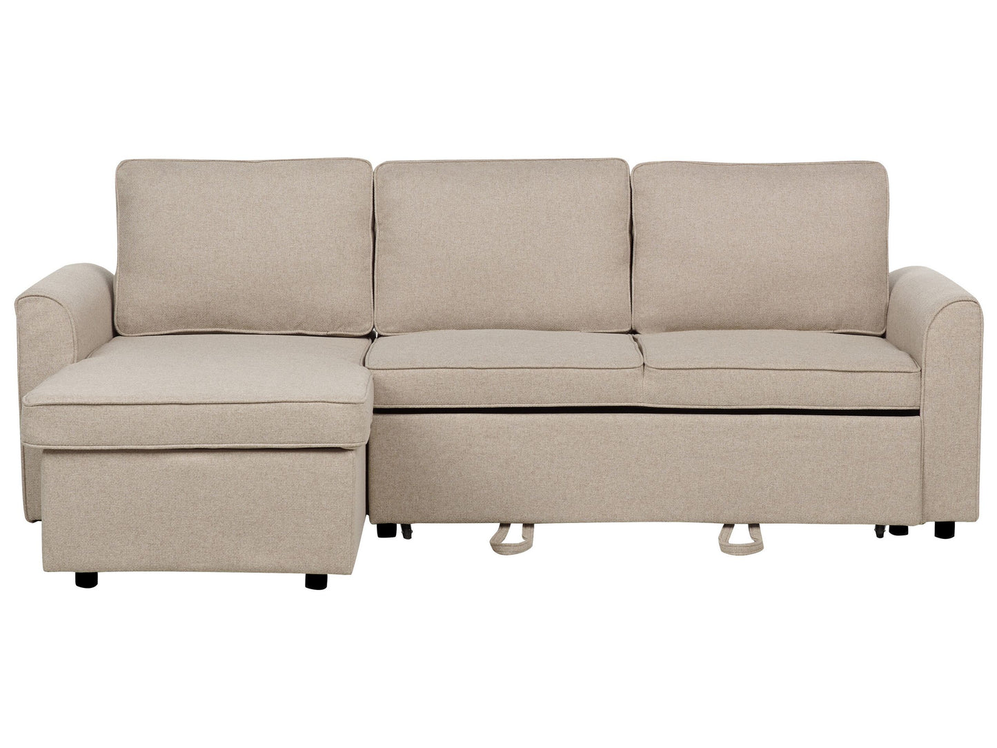 Ecksofa mit Schlaffunktion Stoff beige rechtsseitig NESNA