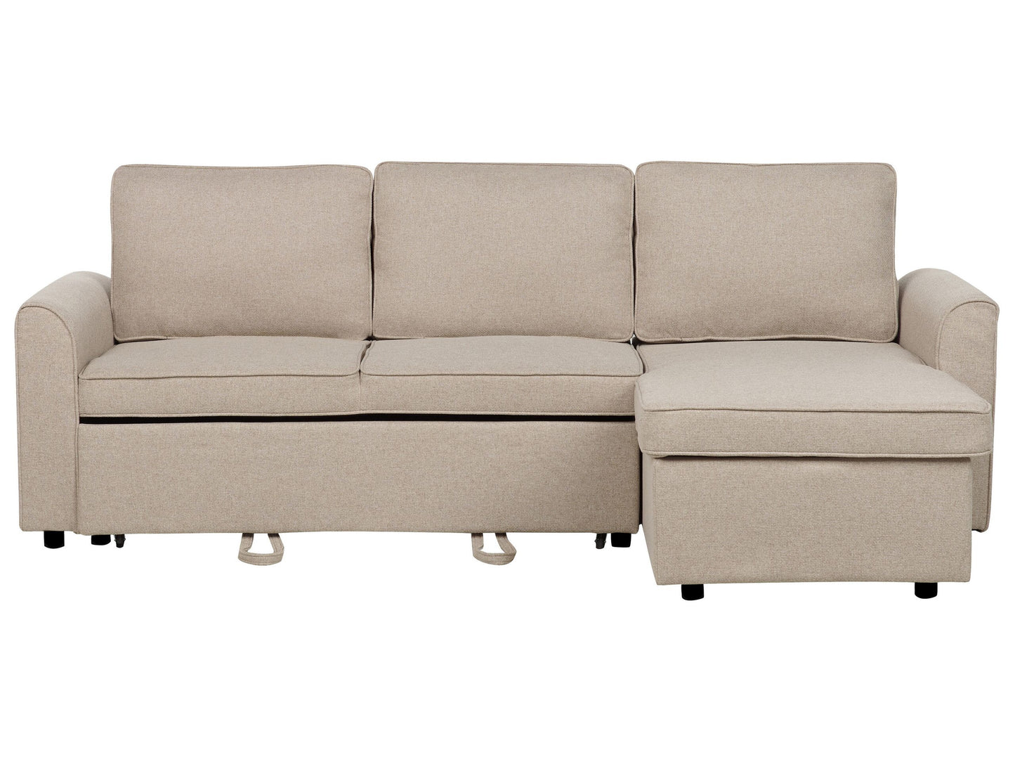 Ecksofa mit Schlaffunktion Stoff beige linksseitig NESNA