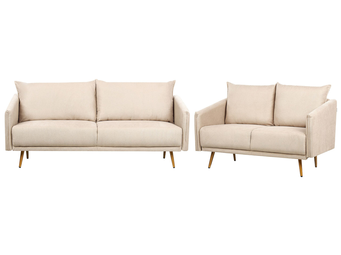 Sofa Set Samtstoff beige 5-Sitzer mit goldenen Beinen MAURA