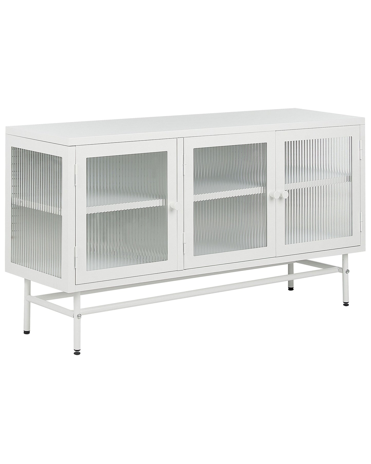 Vitrine mit Glastüren DEVON Metall 115 cm Weiss