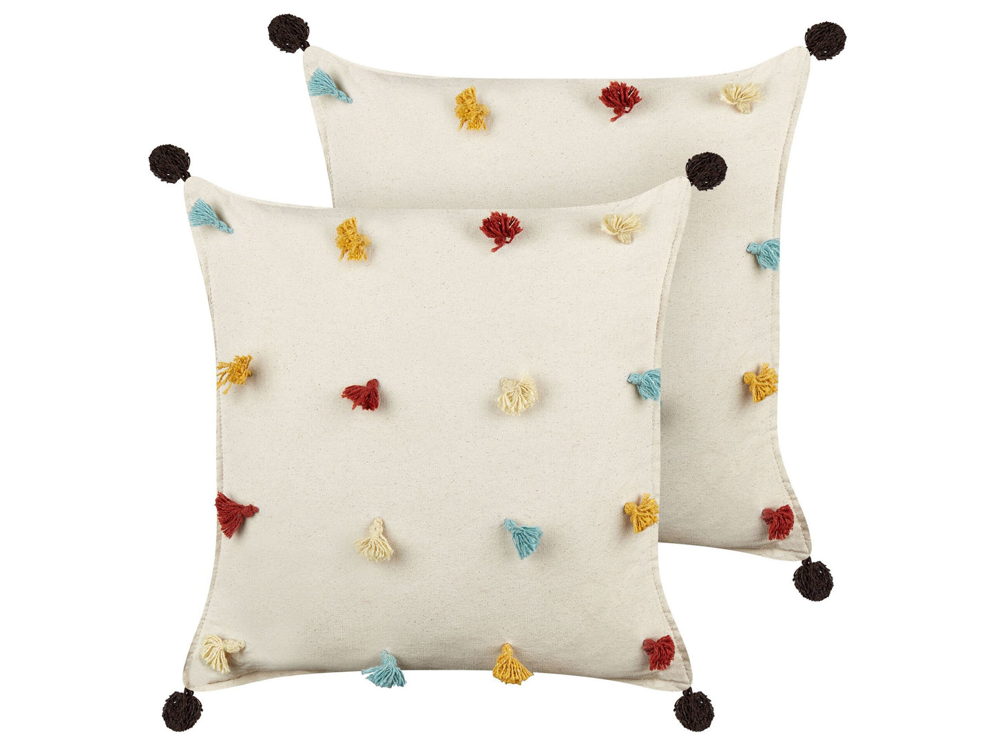 Dekokissen 2er Set FUSSEL Baumwolle 45 x 45 cm Hellbeige Gepunktetes Muster