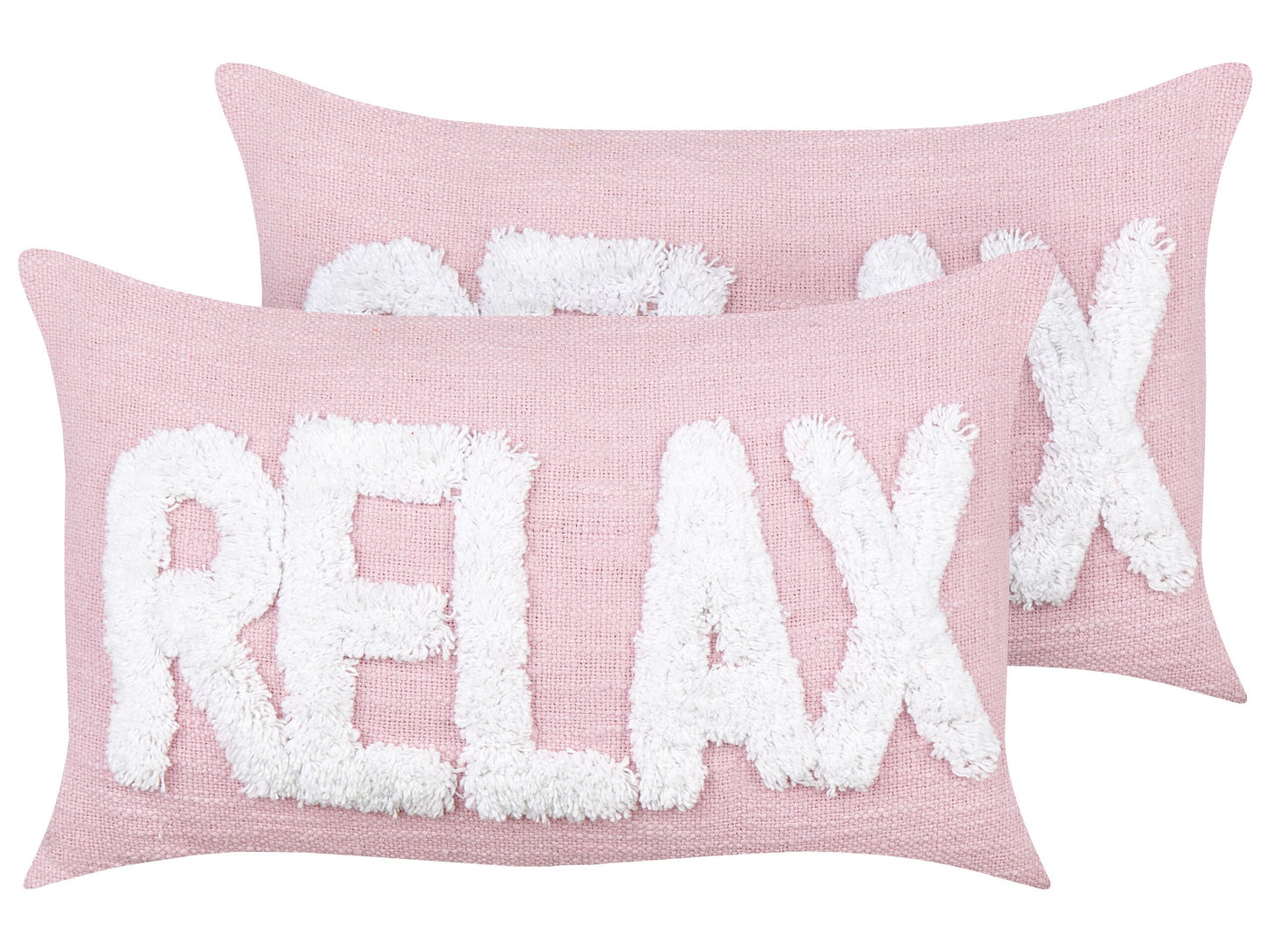 Dekokissen 2er Set RELAXIFY Baumwolle 30 x 50 cm Pastellrosa Mit Aufschrift