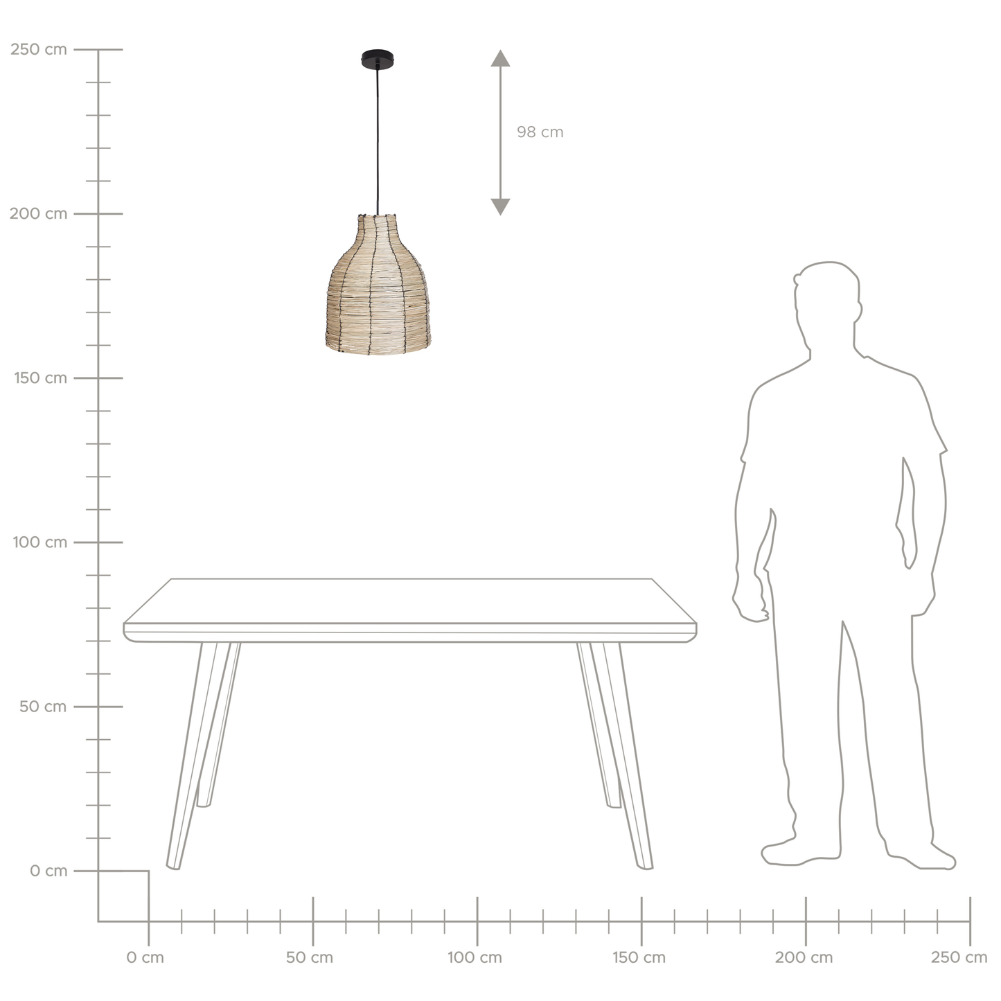Hängelampe KELAKAS Geflecht Naturfarben
