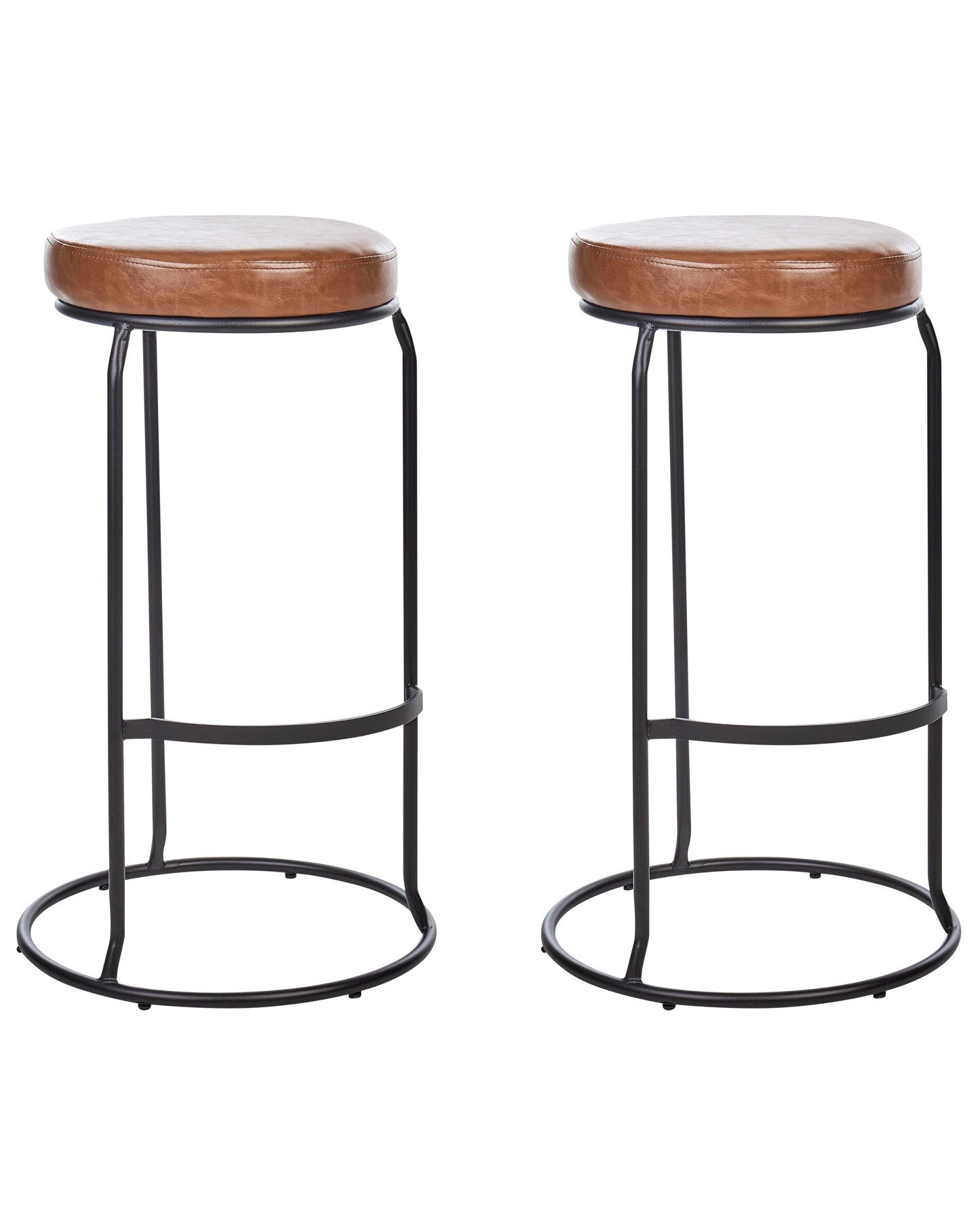 Set mit 2 Barhockern MILROY Kunstleder Braun