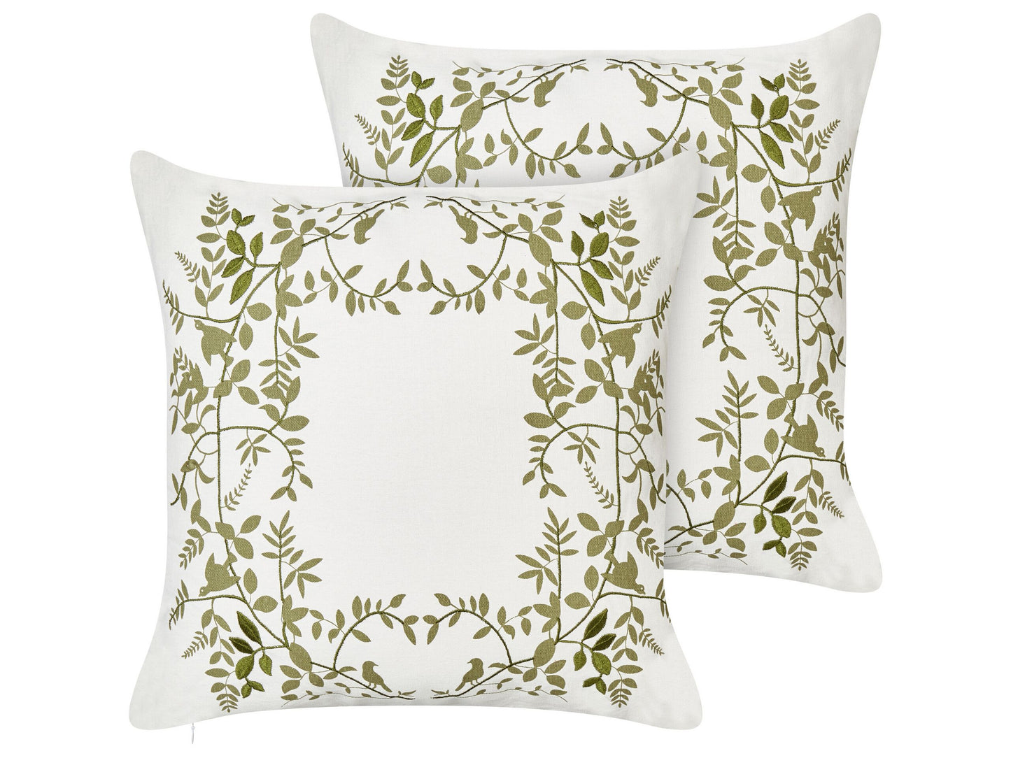 Dekokissen 2er Set ZALEYA Baumwolle 45 x 45 cm Weiss Blumenmuster