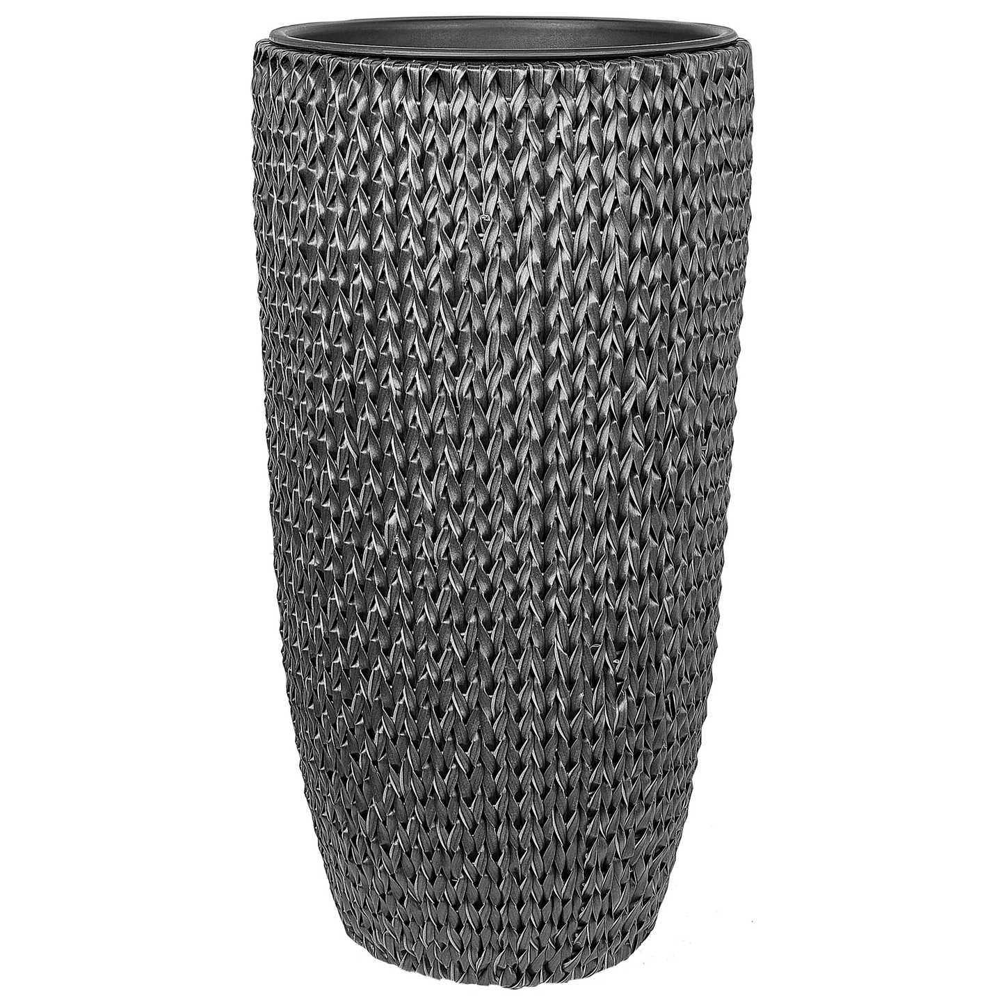 Set mit 2 Blumentöpfen CEDRUS PE Rattan 37/45 cm Schwarz