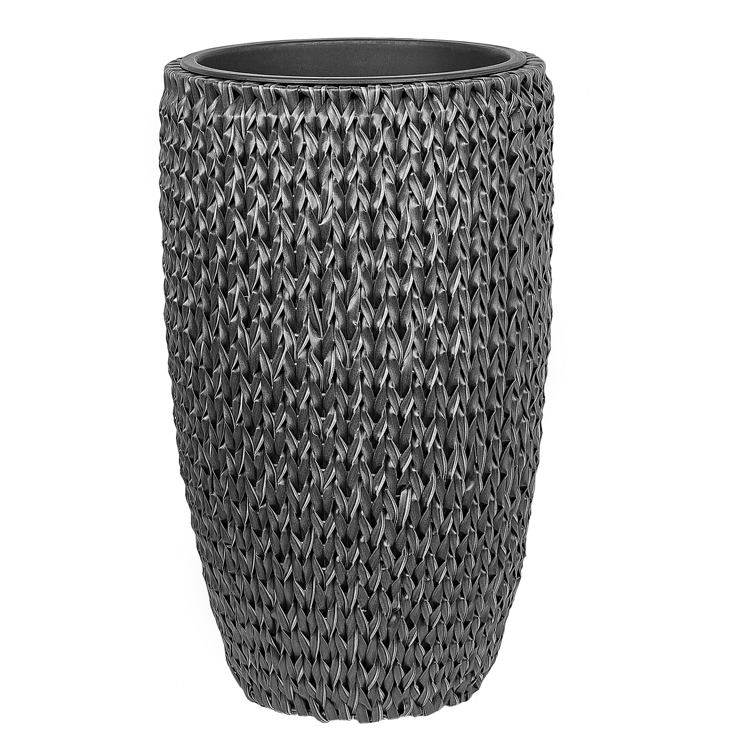 Set mit 2 Blumentöpfen CEDRUS PE Rattan 37/45 cm Schwarz