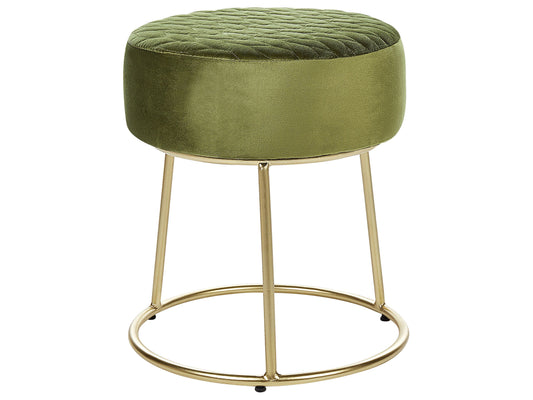 Hocker Samtstoff olivgrün / gold rund ⌀ 35 cm DELCO