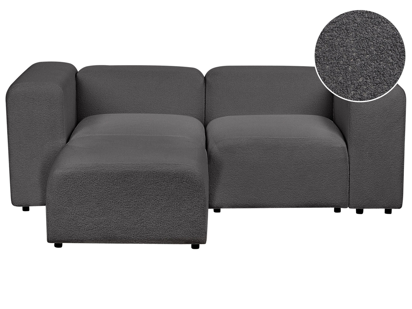 2-Sitzer Sofa Bouclé dunkelgrau mit Ottomane FALSTERBO