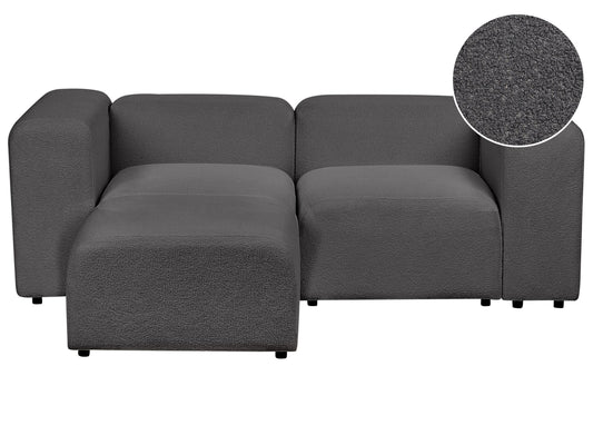 2-Sitzer Sofa Bouclé dunkelgrau mit Ottomane FALSTERBO