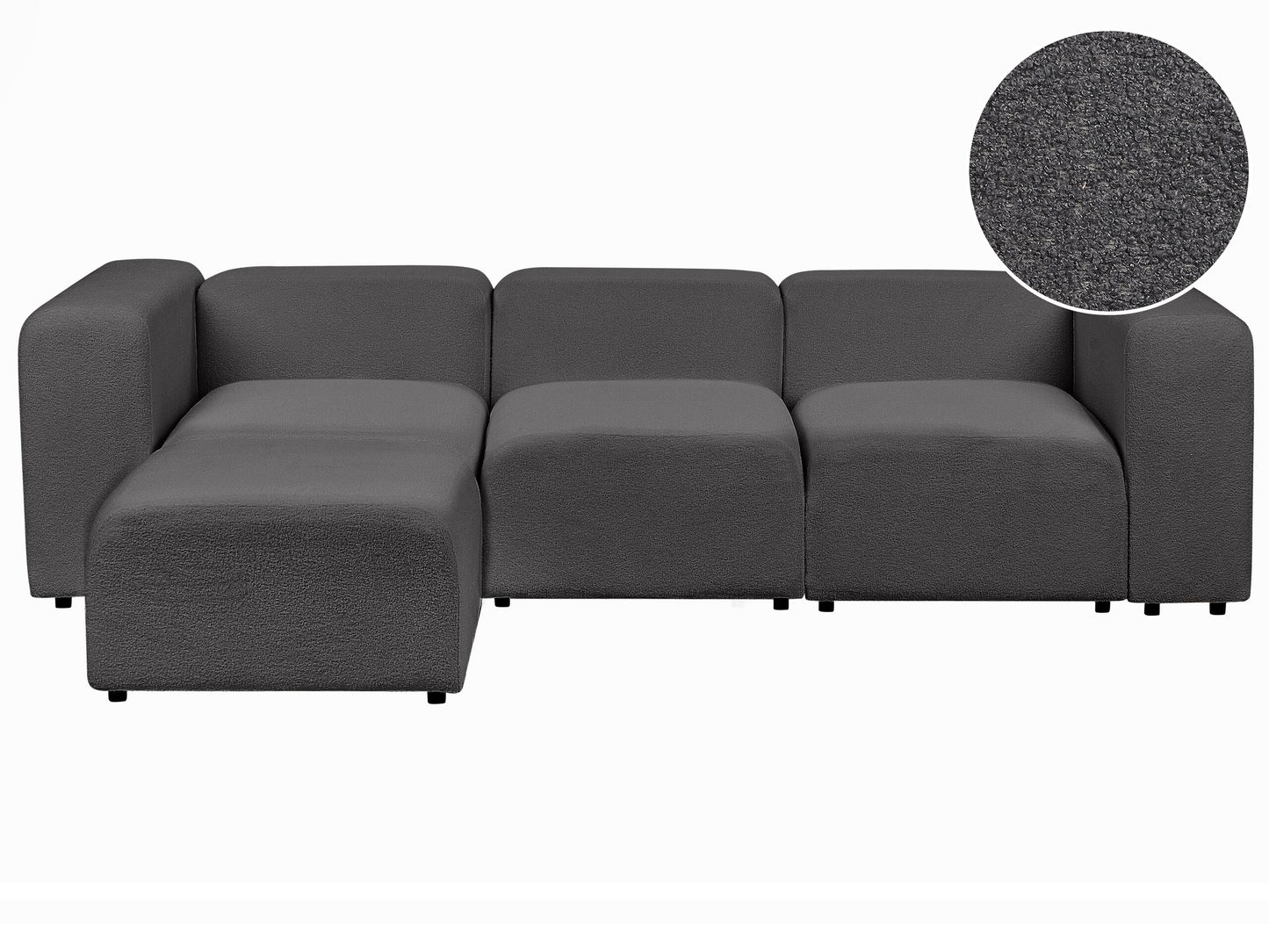 3-Sitzer Sofa Bouclé dunkelgrau mit Ottomane FALSTERBO