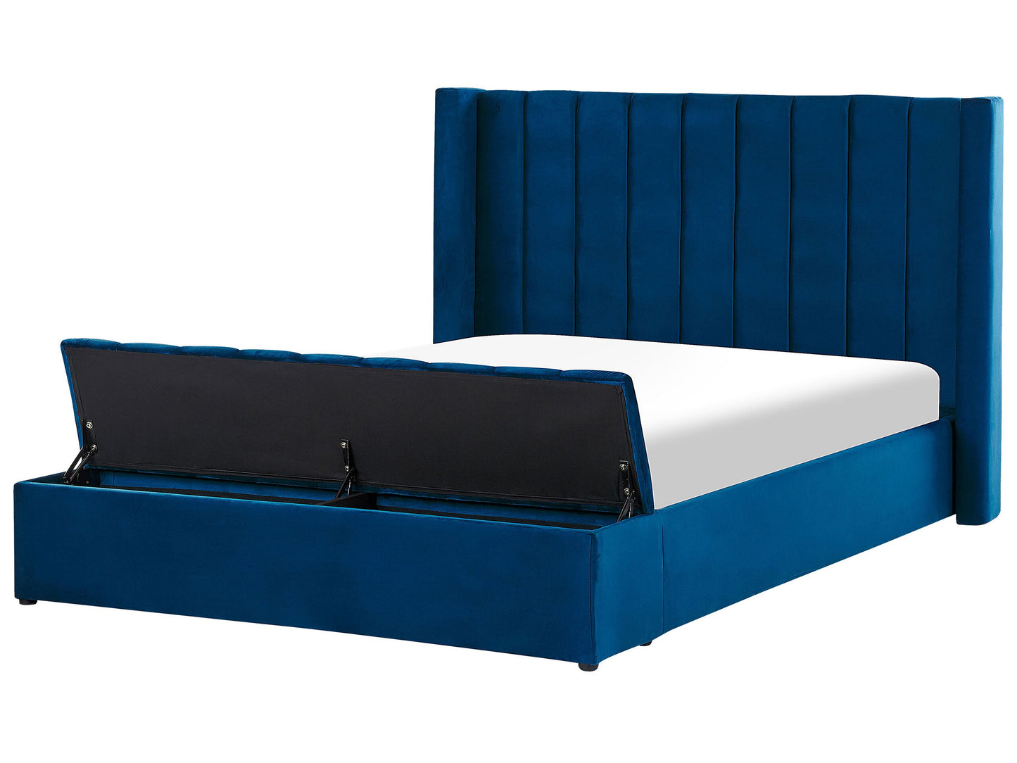Wasserbett mit Stauraumbank Samtstoff NOYERS 160 x 200 cm Blau