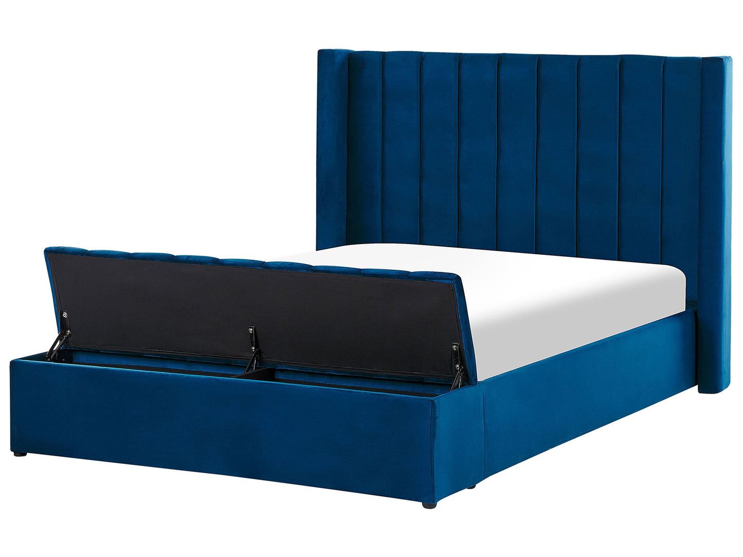 Wasserbett mit Stauraumbank Samtstoff NOYERS 140 x 200 cm Blau