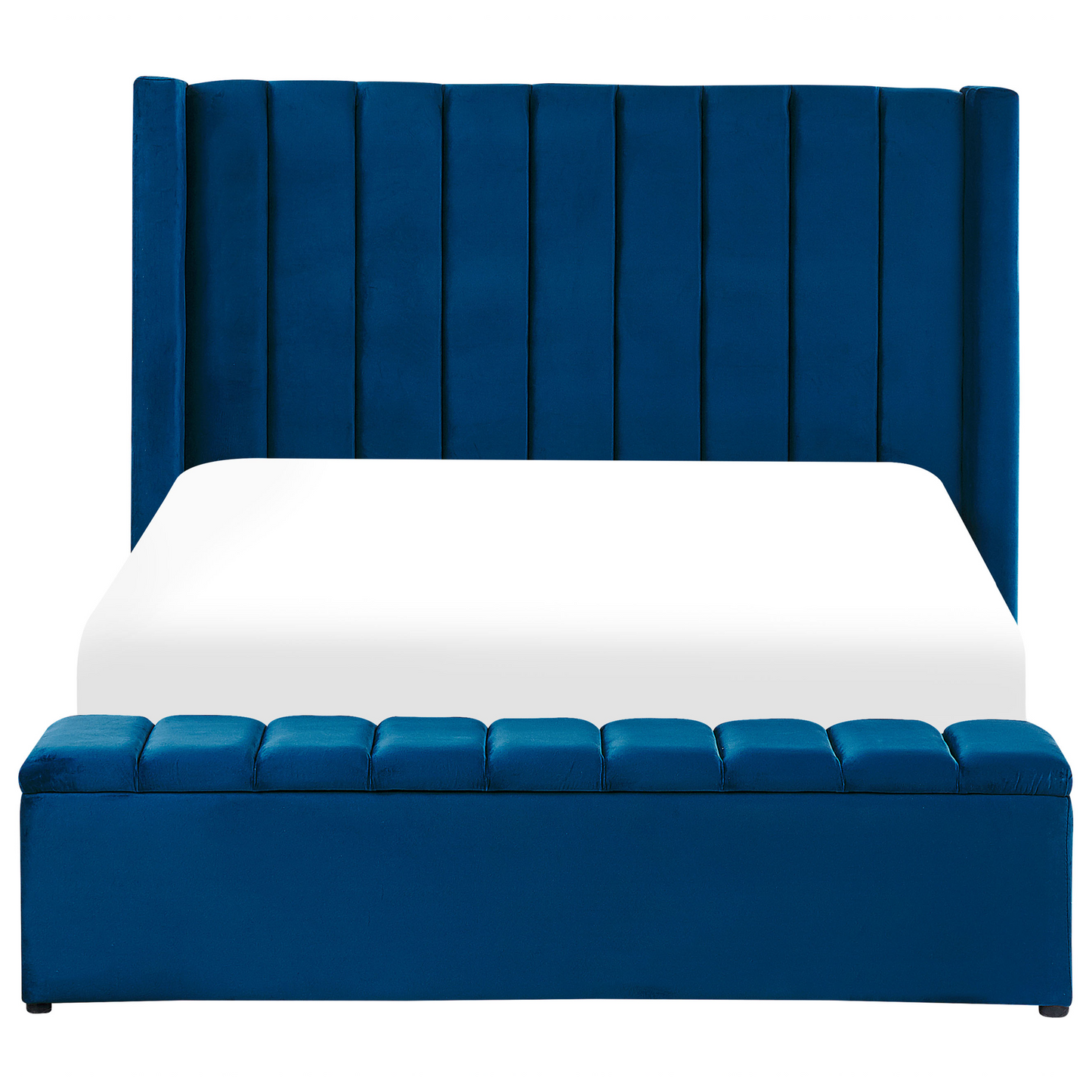 Wasserbett mit Stauraumbank Samtstoff NOYERS 140 x 200 cm Blau