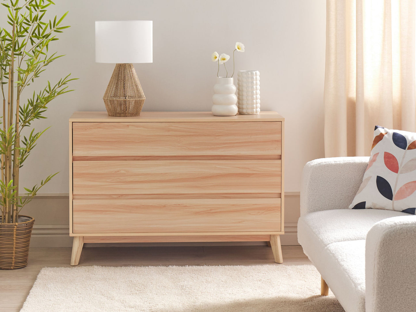 Kommode mit 3 Schubladen SARDIS 75 cm Hellbraun