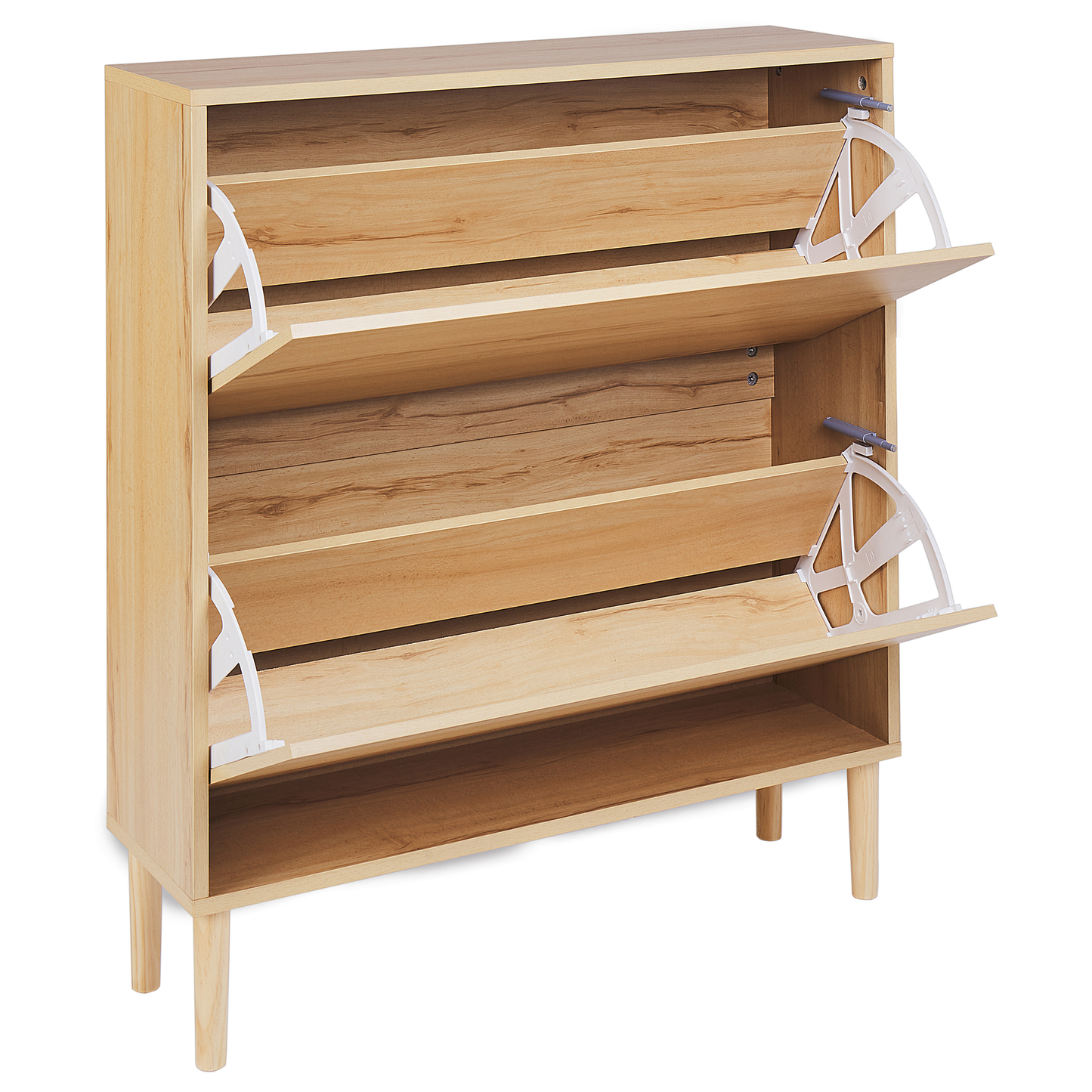 Schuhschrank heller Holzfarbton 2 Klapptüren NORRIS