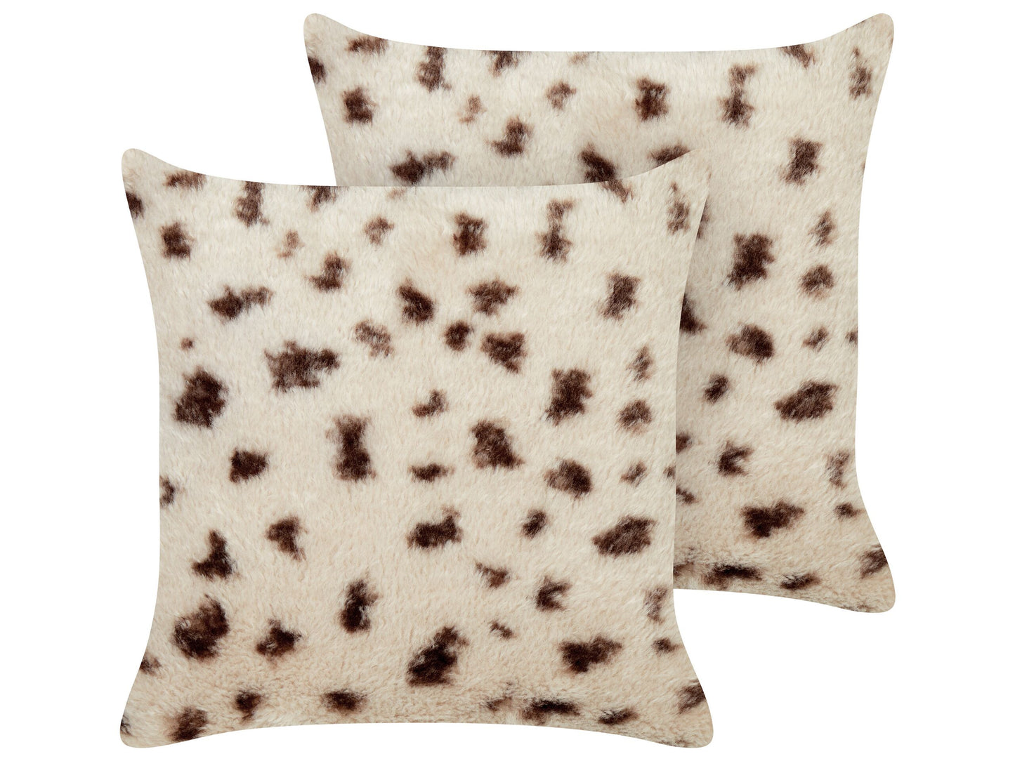 Dekokissen 2er Set KASRA Webpelz 45 x 45 cm Hellbeige Abstraktes Muster