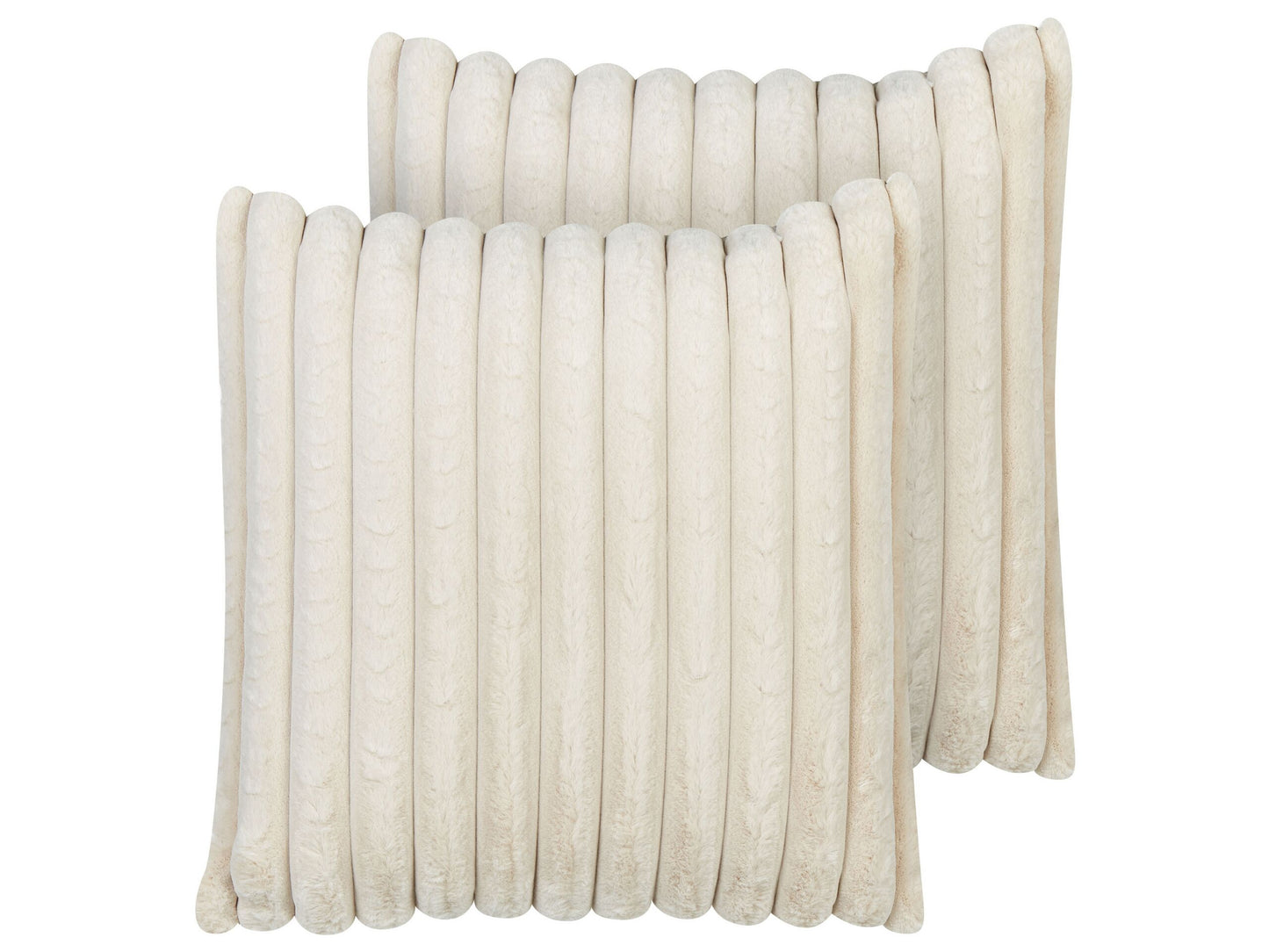 Kissen 2er Set RAKYA Webpelz 45 x 45 cm Kein Muster Getuftet Beige