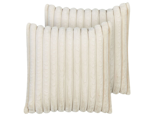 Kissen 2er Set RAKYA Webpelz 45 x 45 cm Kein Muster Getuftet Beige