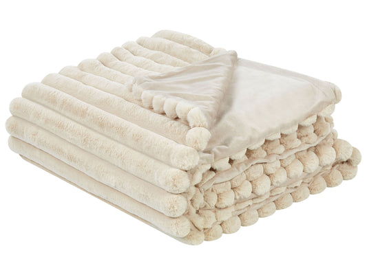 Tagesdecke RAKYA Webpelz 200 x 220 cm Streifen Beige