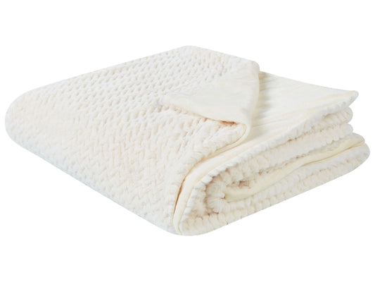 Tagesdecke SURMI Webpelz 150 x 200 cm Cremeweiss