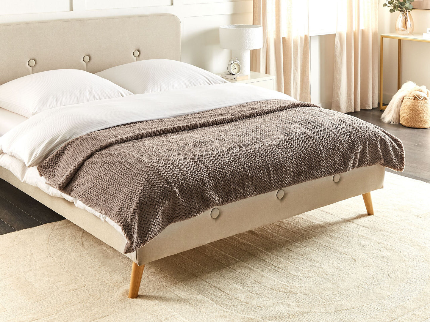 Tagesdecke SURMI Webpelz 150 x 200 cm Hellbraun
