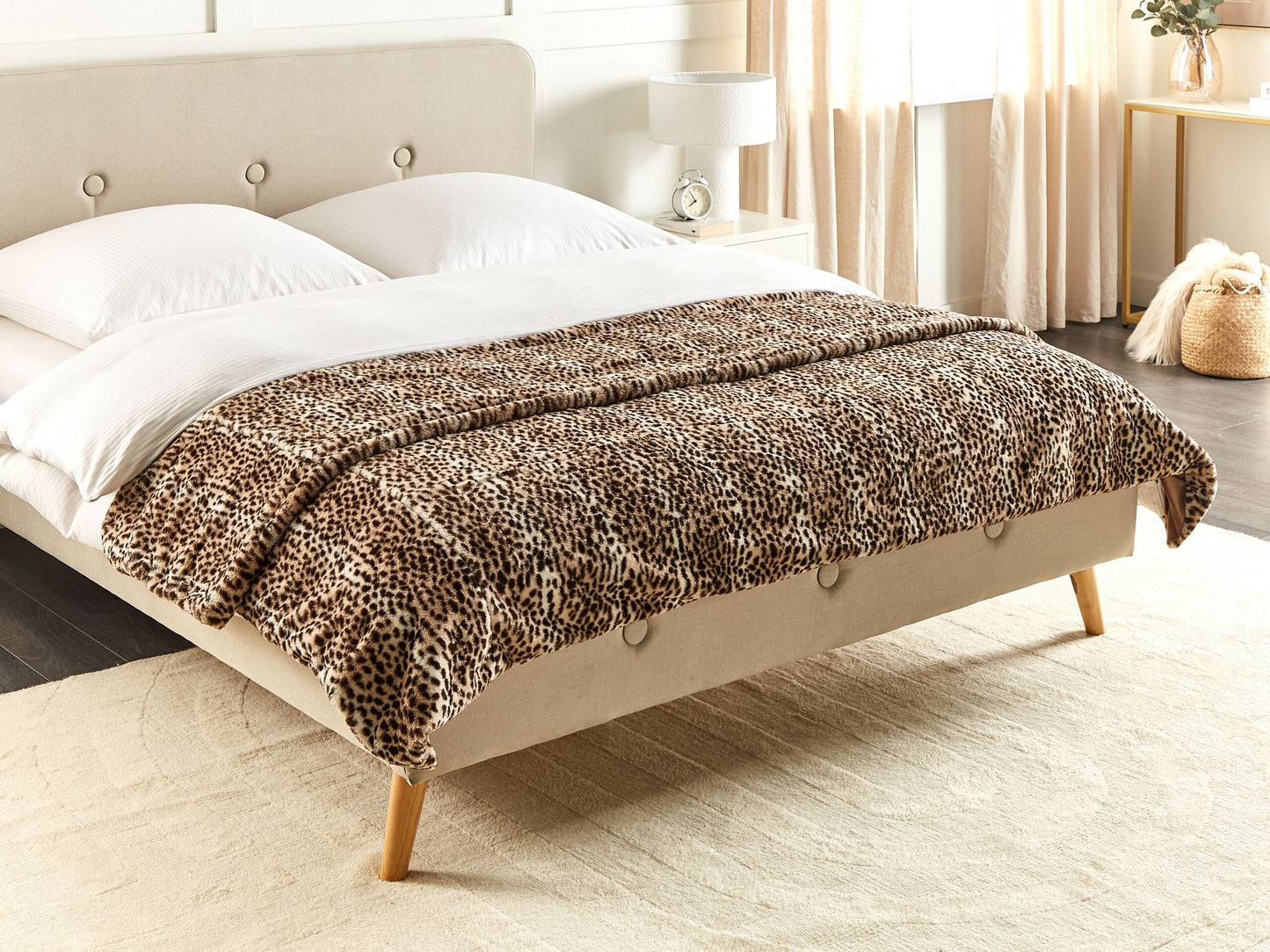 Tagesdecke KUDELI Webpelz 200 x 220 cm Tiermuster Braun