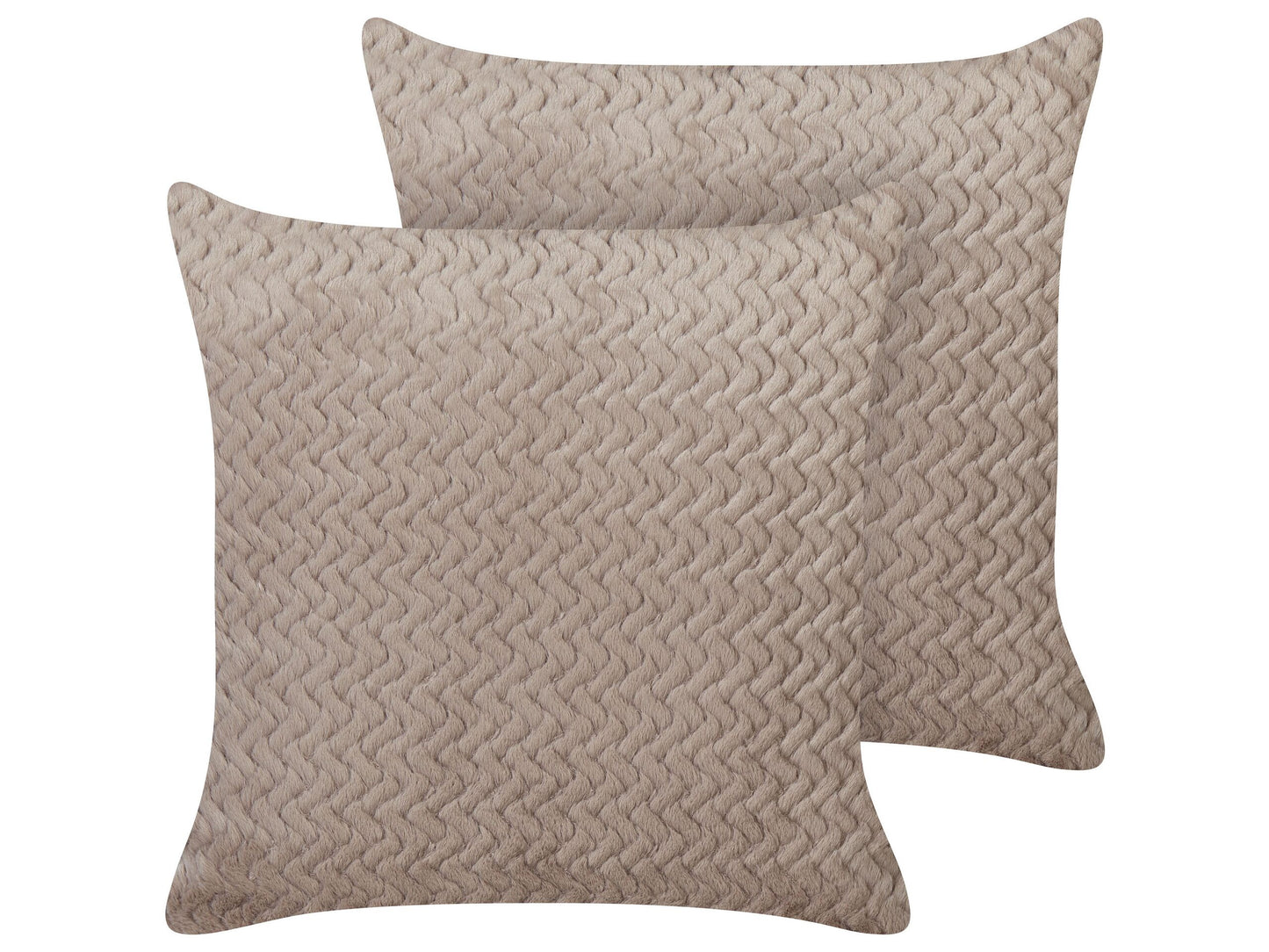 Dekokissen 2er Set SURMI Webpelz 45 x 45 cm Hellbraun Ohne Muster