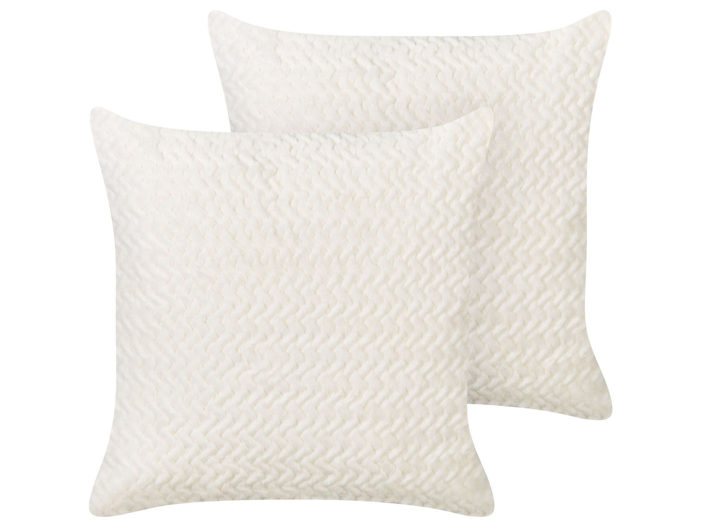 Dekokissen 2er Set SURMI Webpelz 45 x 45 cm Cremeweiss Ohne Muster