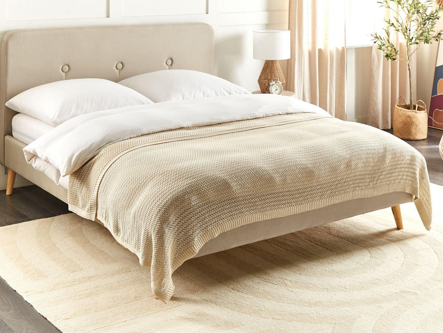 Tagesdecke ILEN Baumwolle 150 x 200 cm Beige
