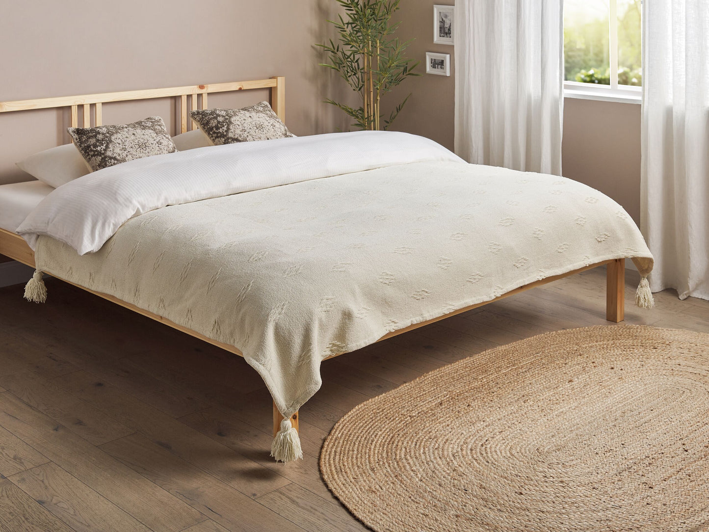Tagesdecke KAZY Baumwolle 150 x 200 cm Beige