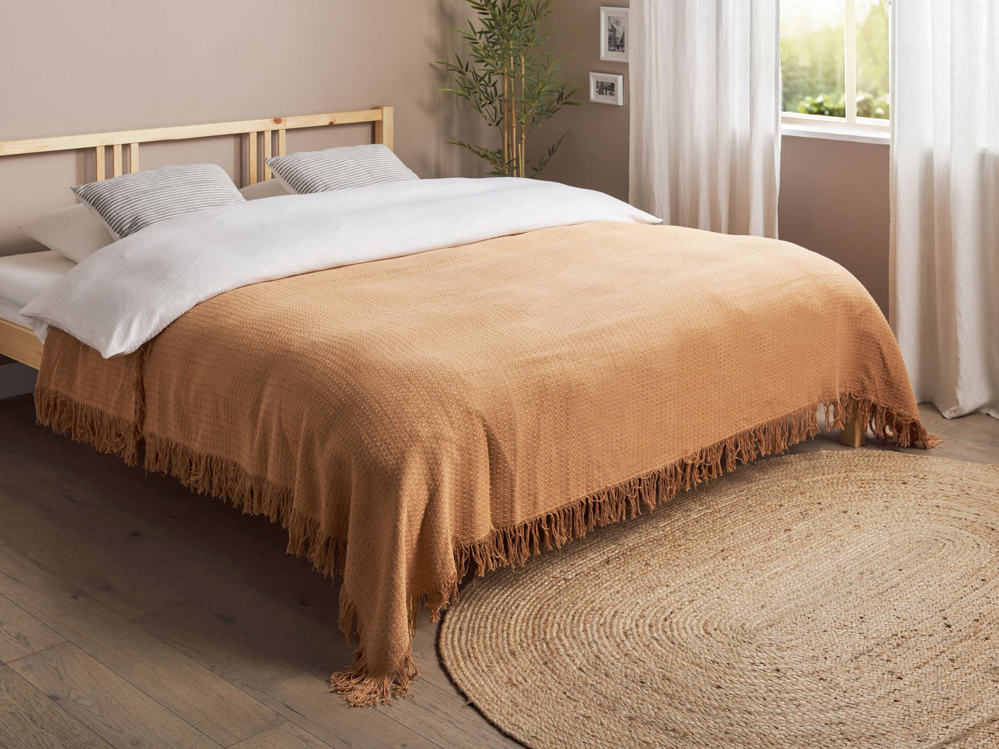 Tagesdecke YERBENT Baumwolle 200 x 220 cm Goldbraun