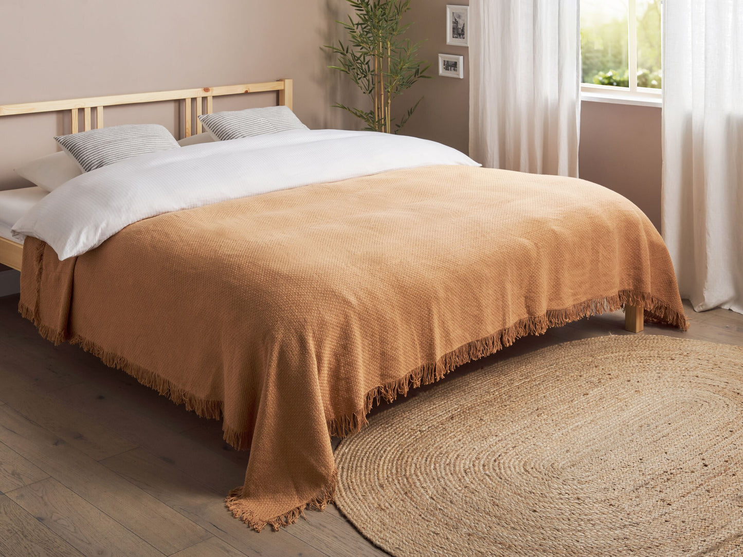 Tagesdecke YERBENT Baumwolle 220 x 240 cm Goldbraun