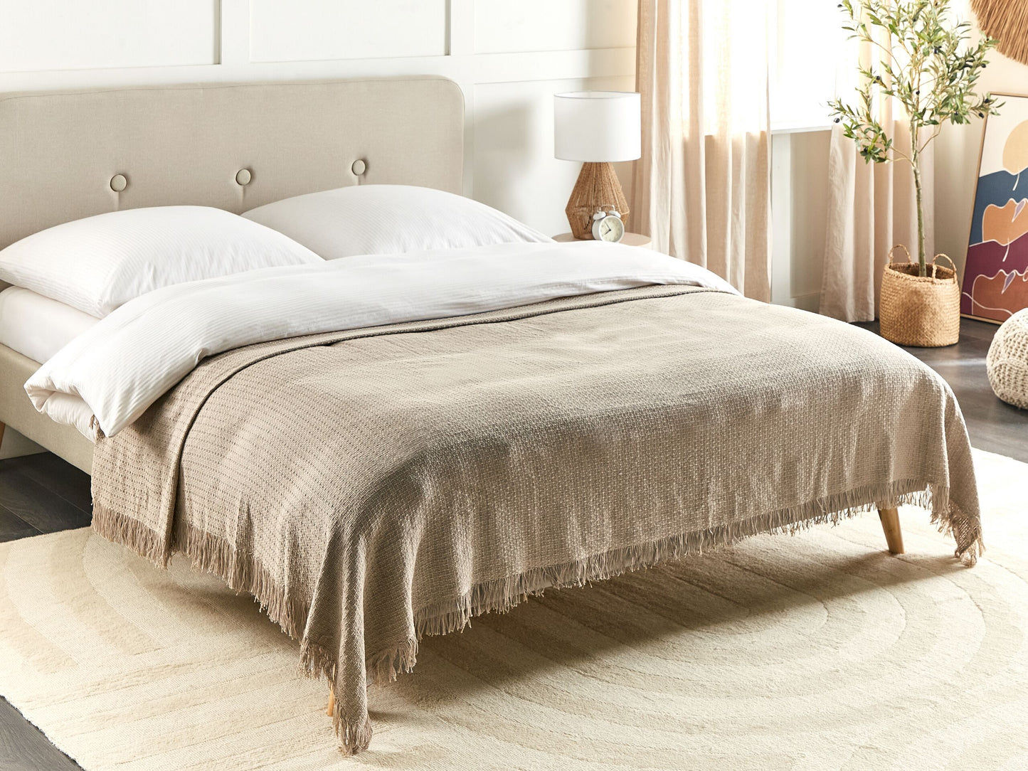 Tagesdecke YERBENT Baumwolle 200 x 220 cm Taupe