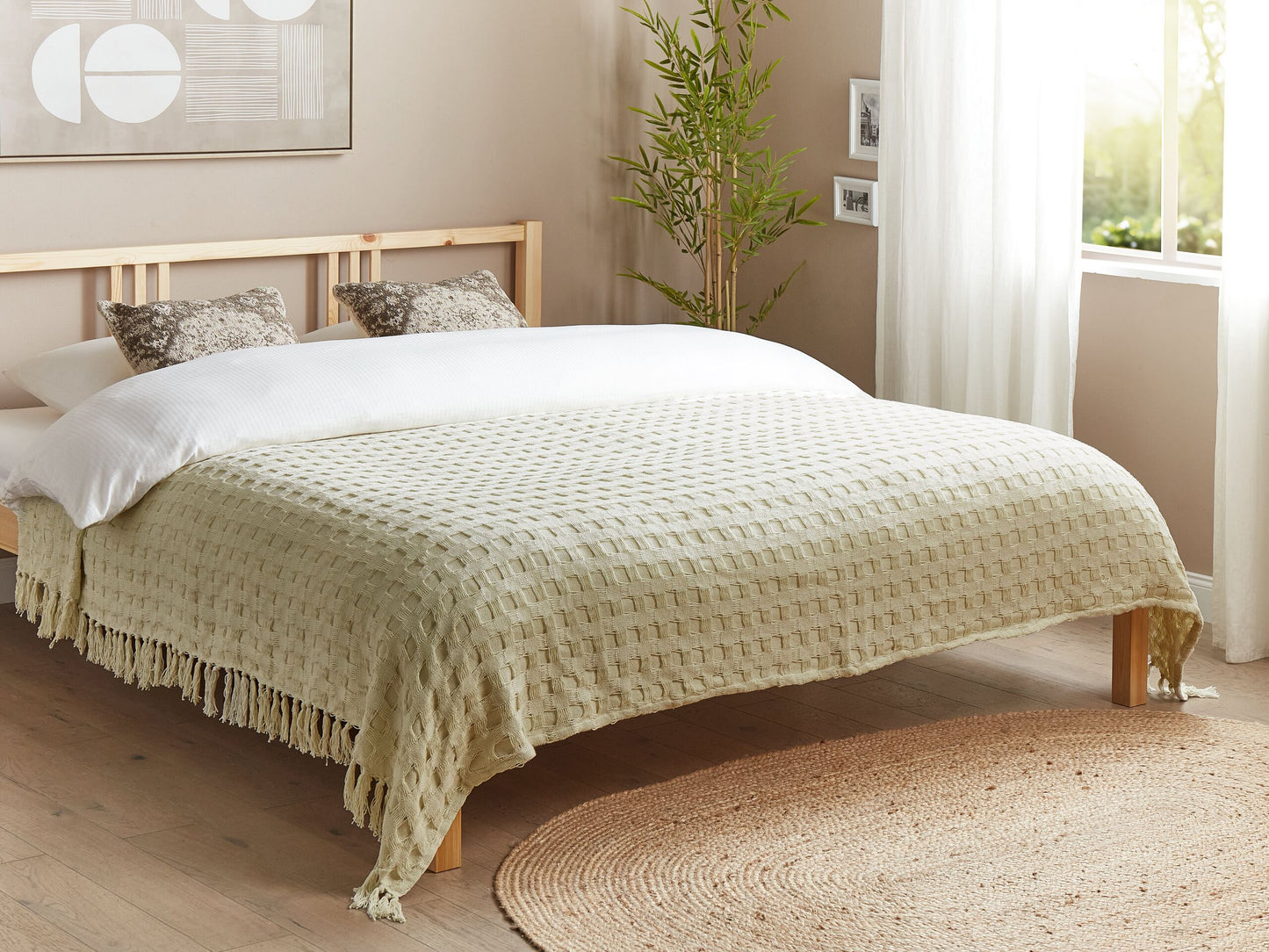 Tagesdecke BERE Baumwolle 200 x 220 cm Cremeweiss