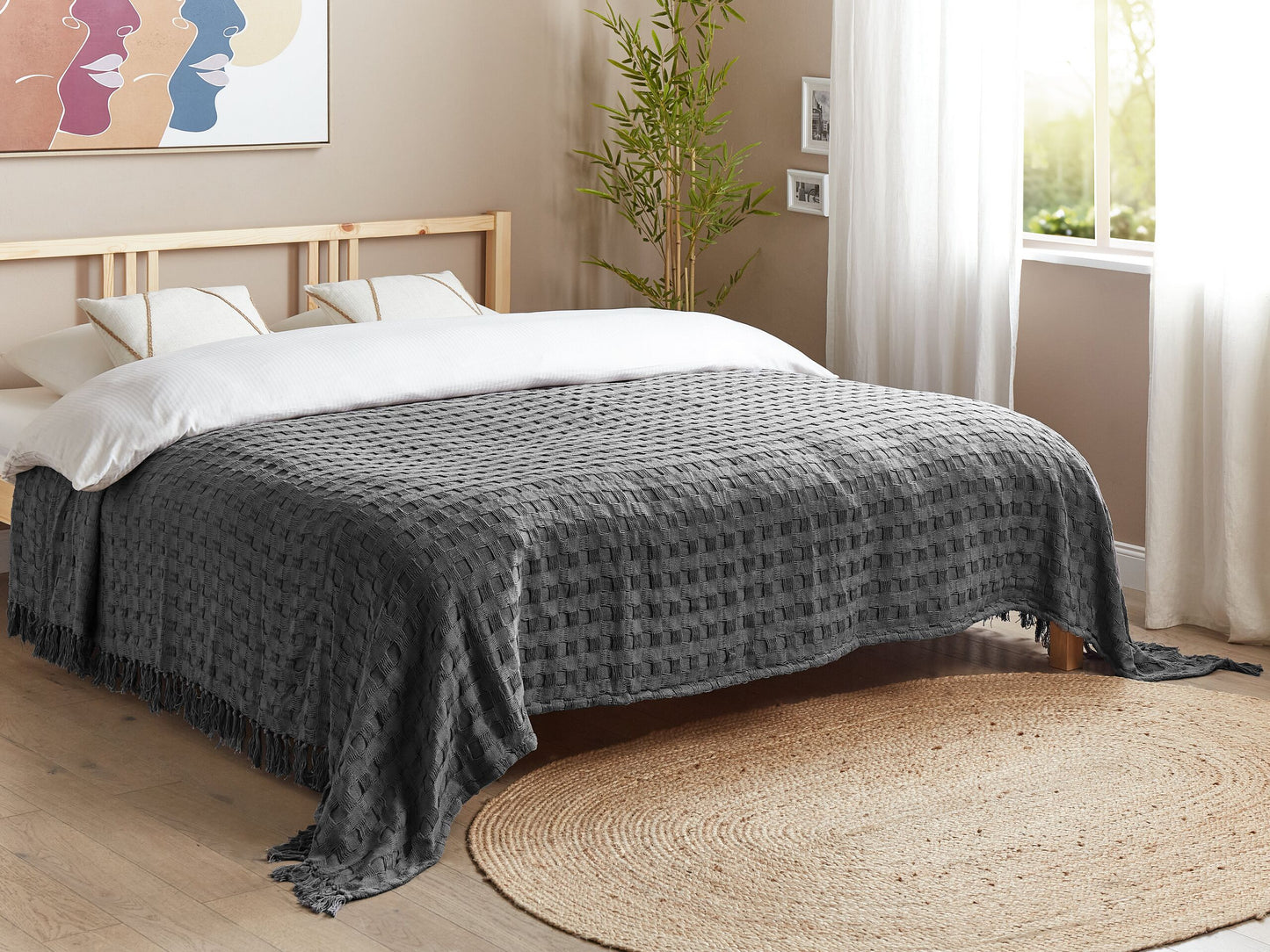 Tagesdecke BERE Baumwolle 220 x 240 cm Dunkelgrau