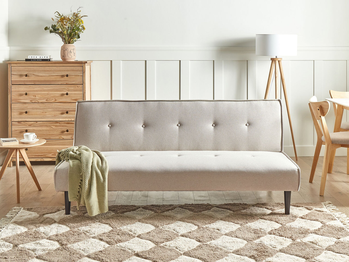3-Sitzer Schlafsofa hellbeige / schwarz VISBY