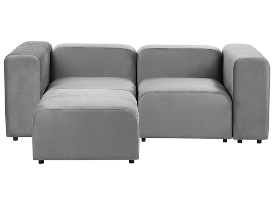 2-Sitzer Sofa Samtstoff grau mit Ottomane FALSTERBO