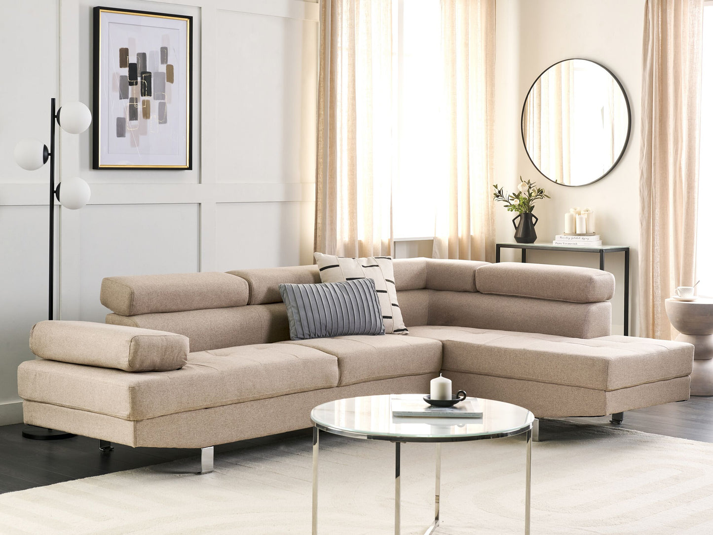 5-Sitzer Ecksofa beige linksseitig NORREA