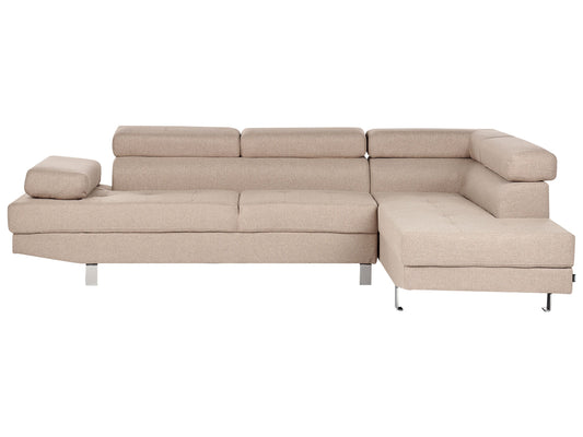 5-Sitzer Ecksofa beige linksseitig NORREA