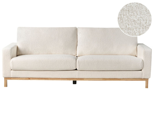 3-Sitzer Sofa Bouclé weiss / hellbraun SIGGARD