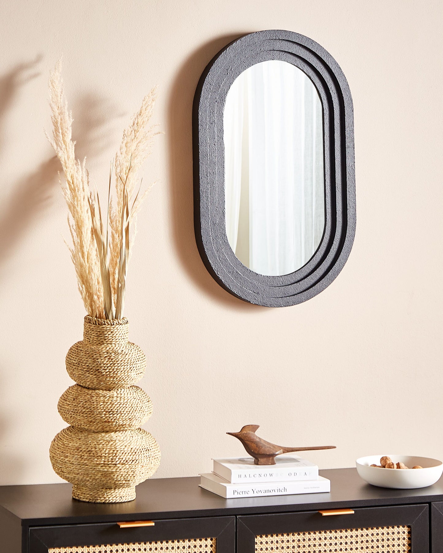 Wandspiegel MASSILLY 43 cm 69 cm Schwarz