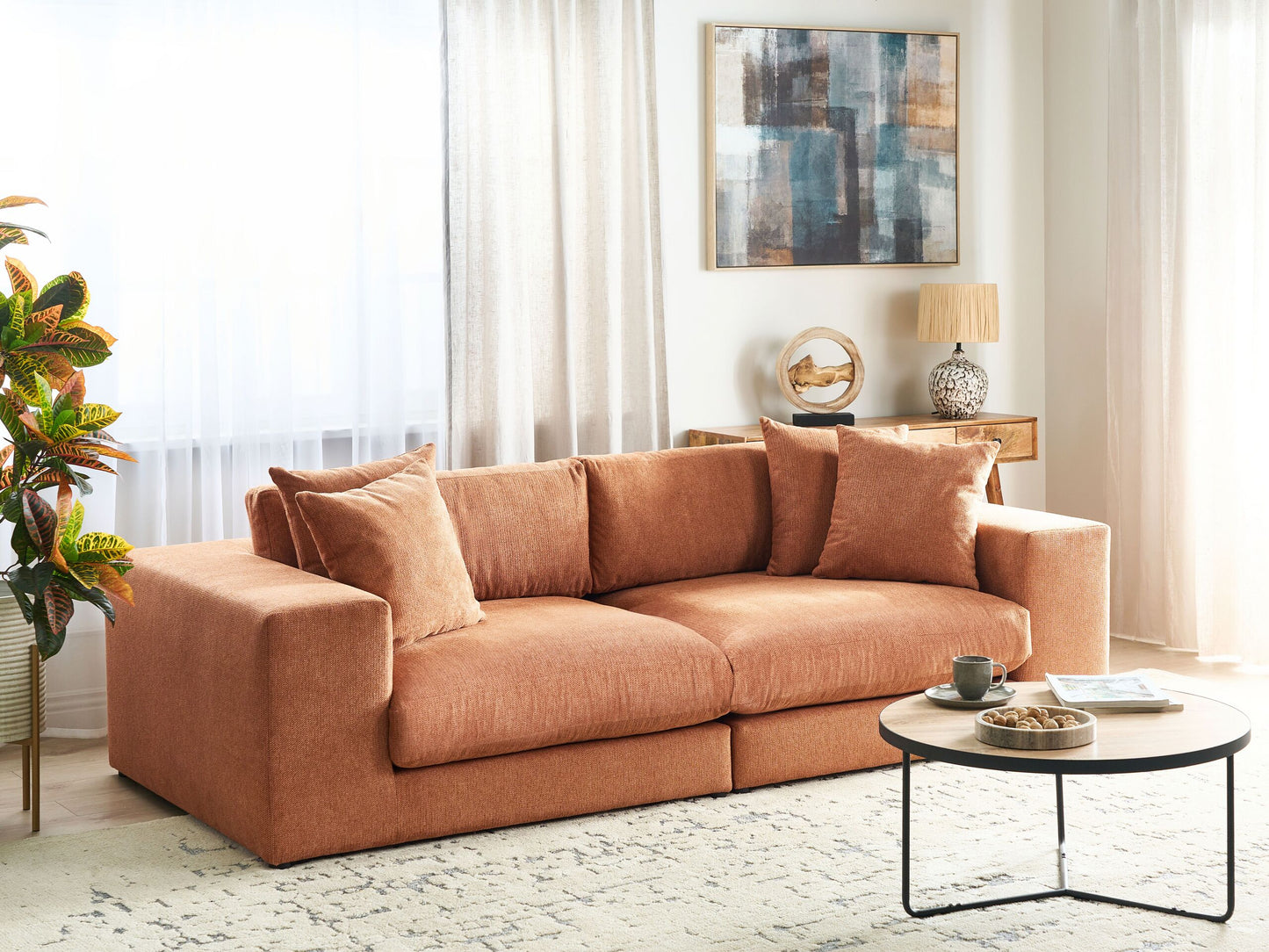3-Sitzer Sofa orange mit Kissen GLORVIKA II