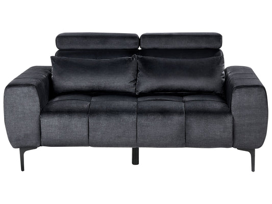 2-Sitzer Sofa Samtstoff schwarz VEGAMO