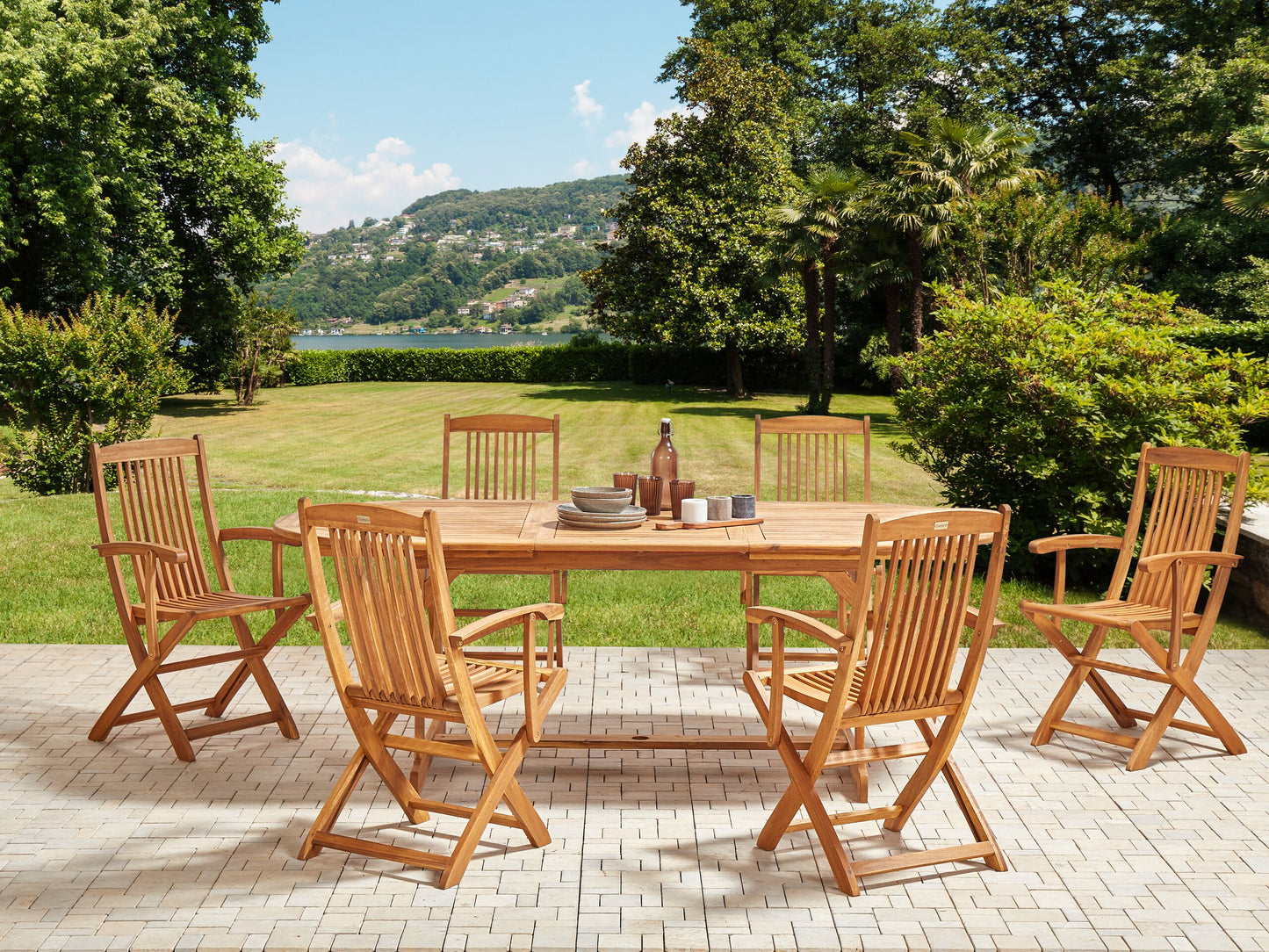 Gartenmöbel Set 6-Sitzer MAUI II Akazienholz Hellbraun