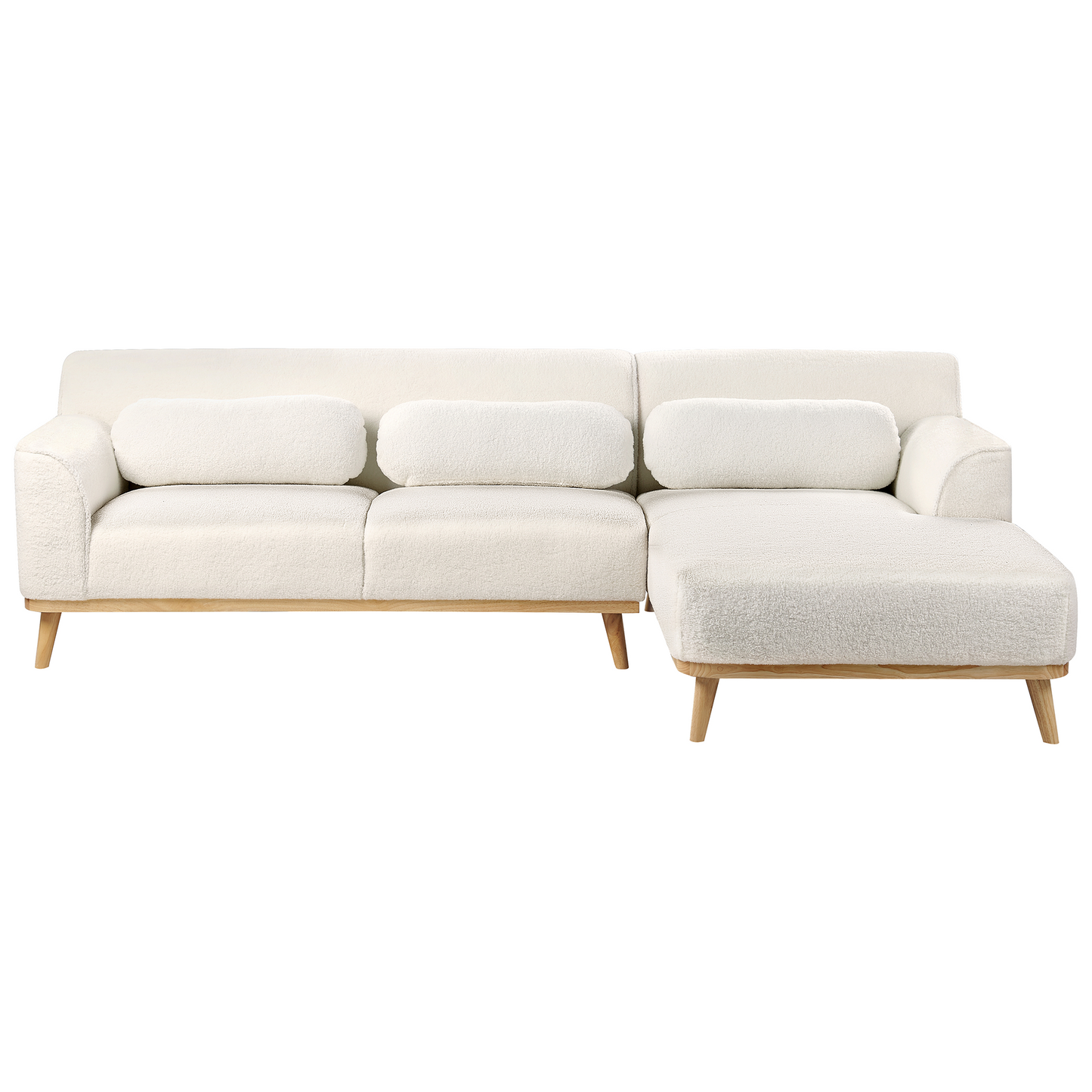 3-Sitzer Ecksofa Bouclé weiss linksseitig SIMOS